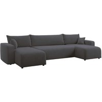 Selsey Pianoni - Wohnlandschaft mit Schlaffunktion, Stauraum und Bouclé-Bezug, dunkelgrau von SELSEY