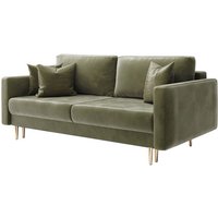 Selsey - Schlafsofa Valico, mit Schlaffunktion, für 3 Personen in Olivgrün, hydrophober Samt, 230 cm Selsey - Schlafsofa Valico, mit Schlaffunktion, für 3 Personen in Olivgrün, hydrophober Samt, 230 cm von SELSEY
