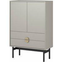 Stoon - Highboard 2-türig mit 2 Schubladen, Grau-Beige Taupe mit schwarzem Metallgestell, 85 cm - Selsey von SELSEY