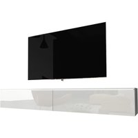 Selsey - TV-Lowboard kane in Weiß Matt/Weiß Hochglanz, hängend/stehend, modern, 2 Klappen, weiße LED-Beleuchtung, 180 cm von SELSEY