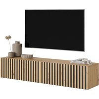 Selsey - TV-Schrank Telire - 140 cm - Artisan Oak mit Lamellenfront und schwarzen Einsätzen von SELSEY