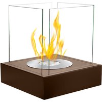 Selsey Tischkamin KASTRA - Bioethanol-Kamin quadratisch mit Sicherheitsglas, 40 x 52 x 40 cm (Braun mit Struktur) von SELSEY