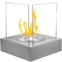 Selsey Tischkamin KASTRA - Bioethanol-Kamin quadratisch mit Sicherheitsglas, 40 x 52 x 40 cm (Grau mit Struktur) von SELSEY