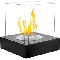 Selsey Tischkamin KASTRA - Bioethanol-Kamin quadratisch mit Sicherheitsglas, 40 x 52 x 40 cm (Schwarz mit Struktur) von SELSEY
