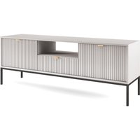 Selsey VELLORE - TV-Element Fernsehschrank - Grau mit geriffelten Fronten und schwarzen Metallbeinen, 154 cm von SELSEY