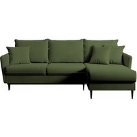 Selsey VOLIO Ecksofa mit Schlaffunktion, Veloursbezug in Olivgrün, schwarzen Metallbeinen Selsey VOLIO Ecksofa mit Schlaffunktion, Veloursbezug in Olivgrün, schwarzen Metallbeinen von SELSEY