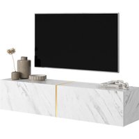 Selsey - Bisira TV-Schrank Weiß in Marmor-Optik mit goldfarbenem Einsatz, 140 cm von SELSEY