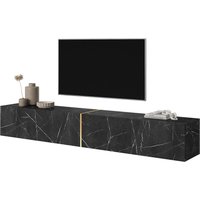 Selsey - Bisira TV-Schrank Schwarz in Marmor-Optik mit goldfarbenem Einsatz, 200 cm von SELSEY