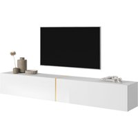 Selsey - bisira - TV-Lowboard TV-Möbel hängend - 200 cm (Weiß mit goldenem Einsatz) von SELSEY