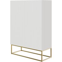 Selsey - veldio - Highboard 2-türig, Weiß mit goldenem Metallgestell, 90 cm breit von SELSEY