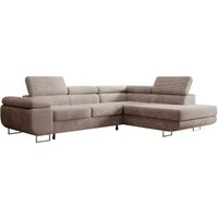 Stevil - Ecksofa L-Sofa mit Schlaffunktion, Bettkasten, Ottomane rechts, Cordbezug Dunkelbeige - Selsey Stevil - Ecksofa L-Sofa mit Schlaffunktion, Bettkasten, Ottomane rechts, Cordbezug Dunkelbeige - Selsey von SELSEY