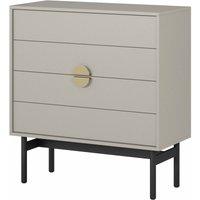 Selsey - Stoon - Kommode mit 4 Schubladen, Grau-Beige Taupe mit schwarzem Metallgestell, 85,5 cm von SELSEY