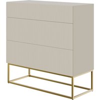 Veldio - Kommode mit 3 Schubladen, Graubeige Taupe mit goldenem Metallgestell, 90 cm breit - Selsey von SELSEY