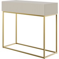 Selsey - veldio - Konsolentisch mit Schublade, Graubeige Taupe mit goldenem Metallgestell, 90 cm von SELSEY