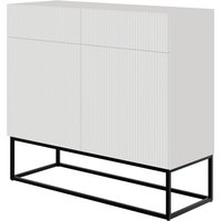 Veldio - Sideboard 2-türig mit Schubladen, weiß mit schwarzem Metallgestell, 100 cm - Selsey von SELSEY