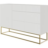 Veldio - Sideboard Kombikommode mit 3 Schubladen, Weiß mit goldenem Metallgestell, 140 cm breit - Selsey von SELSEY
