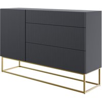 Veldio - Sideboard Kommode mit 3 Schubladen, Schwarz mit goldenem Metallgestell, 140 cm breit - Selsey von SELSEY