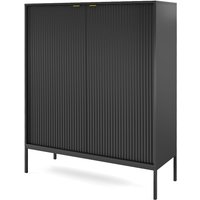 Selsey - Vellore Highboard Hochkommode, Schwarz mit geriffelten Fronten, 104 cm von SELSEY