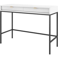 Vellore - Schminktisch Schreibtisch mit Schubladen, Weiß mit geriffelten Fronten und schwarzen Metallbeinen, 104 cm breit - Selsey Vellore - Schminktisch Schreibtisch mit Schubladen, Weiß mit geriffelten Fronten und schwarzen Metallbeinen, 104 cm breit - Selsey von SELSEY