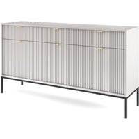 Vellore Sideboard Kommode 3-türig mit 3 Schubladen, Grau mit geriffelten Fronten, 154 cm - Selsey von SELSEY