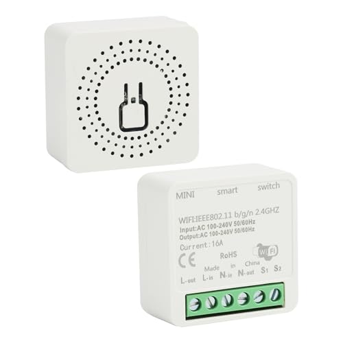 Alexa Lichtschalter Smart Home WLAN Smart Modul Lichtschalter, Sprachsteuerung, Timer & Fernsteuerung via App, Kompatibel mit Alexa, 1-Weg/2-Wege, Neutralleiter Erforderlich – Mini Smart Home Schalter Alexa Lichtschalter Smart Home WLAN Smart Modul Lichtschalter, Sprachsteuerung, Timer & Fernsteuerung via App, Kompatibel mit Alexa, 1-Weg/2-Wege, Neutralleiter Erforderlich – Mini Smart Home Schalter von SELURK