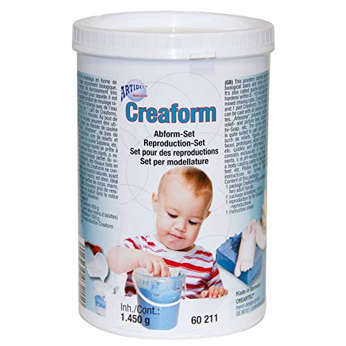 Kleines CREAFORM-Komplett-Abform-Set – Ideal geeignet für versierte Hobby-Bastler – KOPIEN leicht herstellen – Schadstofffreie Abformmasse (450 g) – Keramikpulver Artestone (1000 g) – C336279 von SELVA