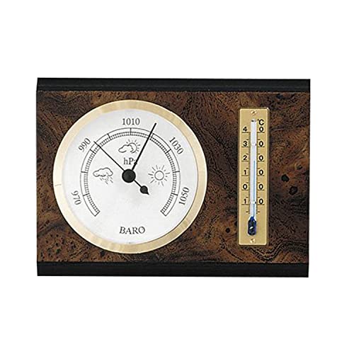 SELVA Barometer, Thermometer, mechanisch, analog, 155 x 115 mm, rechteckig, made in Germany, Farbe:Nusswurzel von SELVA