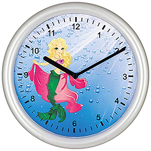 Selva Kinderwanduhr – Meerjungfrauen-Motiv – ABS-Gehäuse – Plastikglas – Geräuschlos – Für MÄDCHEN geeignet – Ø 25 cm von SELVA