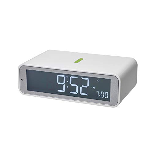 SELVA TFA Funkwecker Twist, mit Alarm-Aktivierung durch 180 Grad Drehung, Displaybeleuchtung, sanftem Nachtlicht, Lichtsensor und Snooze-Funktion (Weiß) von SELVA