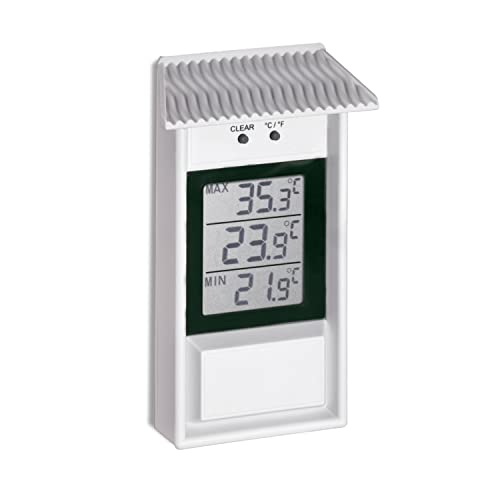 Thermometer, mit Minimum- und Maximum-Anzeige, für Innen und Außen, Weiß, 132 x 80 mm, wassergeschützt von SELVA