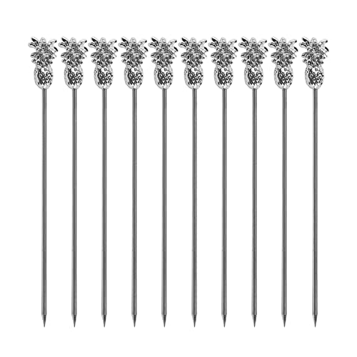 10 Stück Edelstahl Cocktail Picks Obst Zahnstocher Vorspeisen Zahnstocher Für Sandwiches Grill Snacks Cocktail Cocktail von SELVFZ