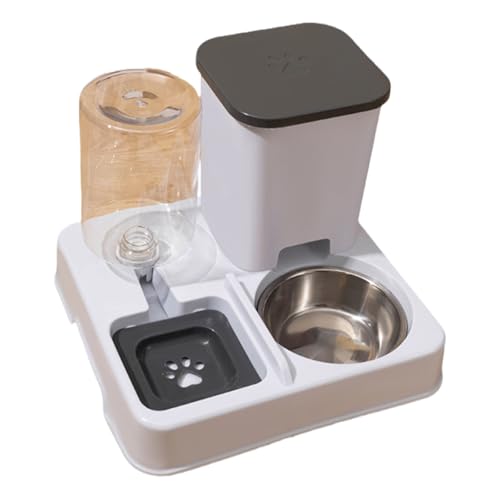 2in1 Automatischer Futtermittel Für Kleine Hundekatzen Futtermittelversorgungsheime Doppelschüssel Lebensmittelbehälter Und Wasserspender Haustiergeschirr Automatische Hundebereich Mit Wasserspender von SELVFZ