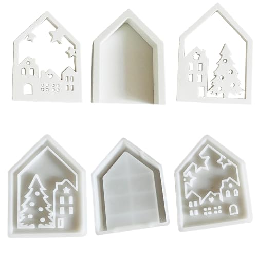 3pcs House Geformte Harz Silikonformen Für Epoxidharz Kerzenständer Teelichthalter Craft Silicon Kerzenhalter Formen von SELVFZ