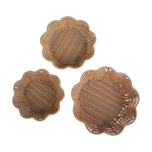 3pcs Mehrzweck Imitation Rattan Rund Geformte Korb Dekorative Snacks Tablett Kunststoffbrot Brot Teller Gewebte Platten 3pcs Mehrzweck Imitation Rattan Rund Geformte Korb Dekorative Snacks Tablett Kunststoffbrot Brot Teller Gewebte Platten von SELVFZ