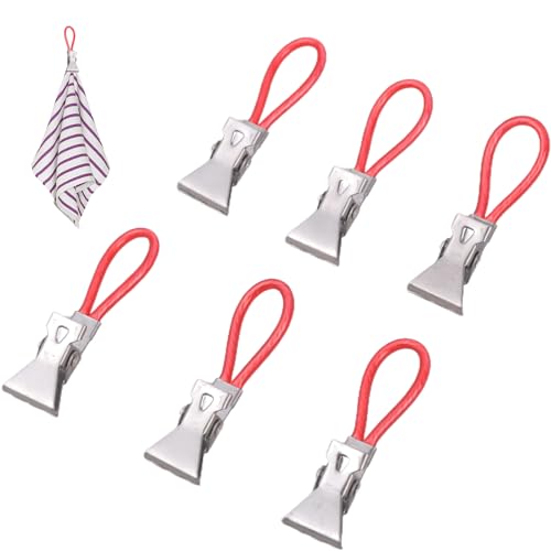 6pcs Metallstahl Kleine Tees Handtuch Hanging Clip Ersatz Rostfeste Handtücher Holds Windschutz Badklemme Korrosionsbeständige Klemmen von SELVFZ