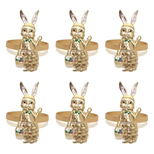 6pcs Osters Kaninchen Farbenfrohe Gold/Silberfarbe Kaninchen Servietten Für Abendessen Und Empfänge Von von SELVFZ