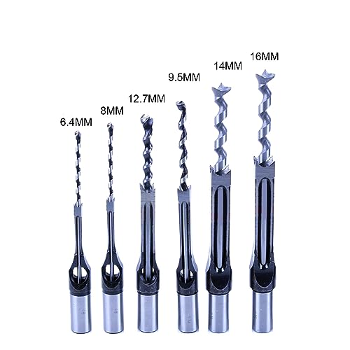 6pcs Quadratloch Loch Loch Meißelbohrmaschine Bit Werkzeuge 5/8 "9/16" 1/2 "3/8" 5/16 "1/4" HSS Holzbearbeitungsloch Sägewälzendholz Bohrbohrer Bit Bit Bit Bit von SELVFZ