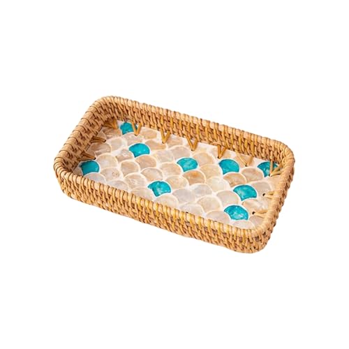 Buntes Blütenblätter Rattan Tablett Tragbares Accessoire Für Die Organisation Von Snacks In Küchenartikeln Und Essbereich Raumsparende Wohnzimmer Organisatoren von SELVFZ