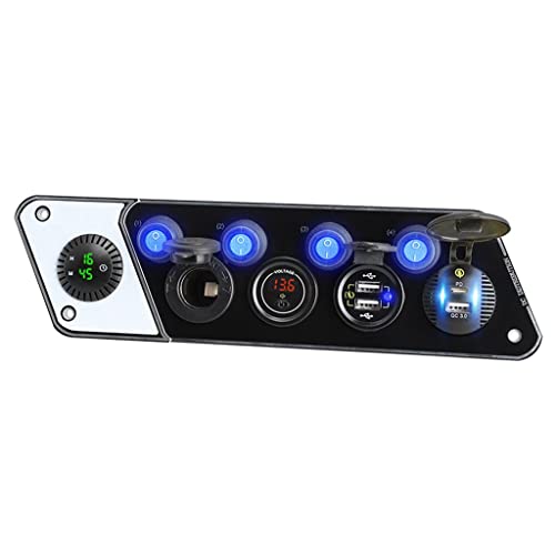 Fahrzeug Handy Lade Sockel Splitter Boot 12-24V PD QC3.0 Adapter 5 Lochschalter Mit Voltmeter von SELVFZ