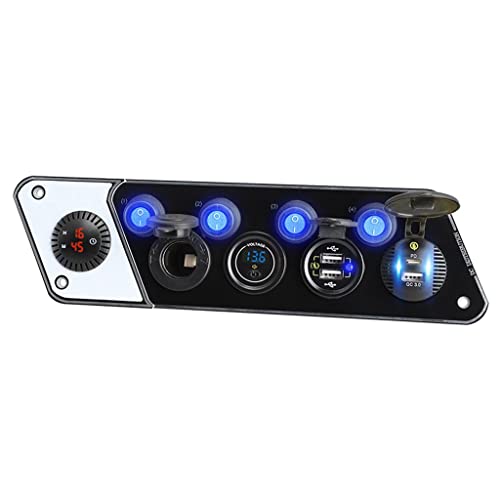 Fahrzeug Handy Lade Sockel Splitter Boot 12-24V PD QC3.0 Adapter 5 Lochschalter Mit Voltmeter von SELVFZ