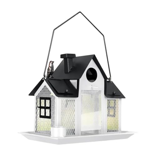 Großkapazität Outdoor Vogelhändler Mit Doppel Suet Käfig Solarenergie Wild Um Verschiedene Vögel Langlebig Anzuziehen von SELVFZ