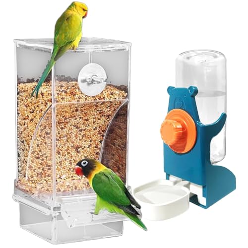 Klare Ansicht Vogelfutter Und Wasserspender Mit Abnehmbaren Tabletts Für Funkelne Papageien ABS Konstruktion 2 Pc Vogelfutter Und Wasserer von SELVFZ