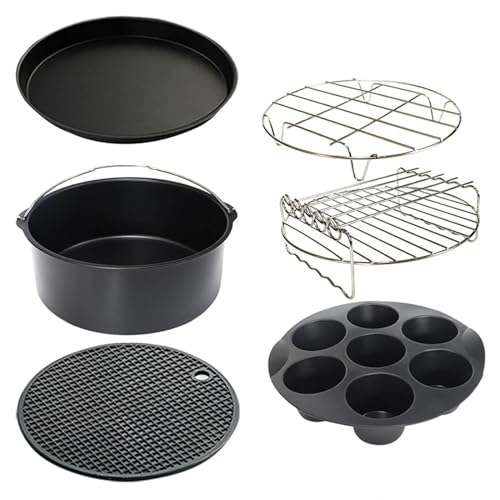 Kuchenfässer Pizza Pfannen Eier Form Multifirtional Rack Metallhalter Silikonmatten Air Fryers Accessoires Set Zum Kochgebrauch von SELVFZ