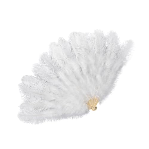 SELVFZ 1920er Jahre Flapper Vintage Gefiederter Ventilator Großer Handventilator Kostüm Faltbarer Handfächer für Burlesque und Tanzshow Party von SELVFZ