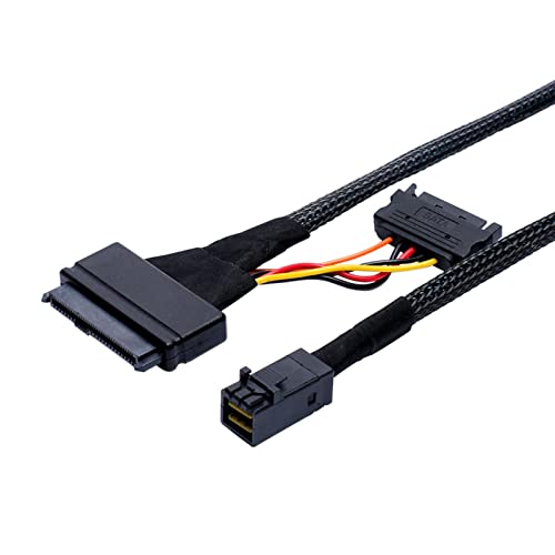 SELVFZ 50 Cm/19.68in Interner 12GBS SFF-8643 Bis SFF-8639 NVME SSD Kabel Mit 15p Weiblicher Stromkabel Austausch NVMe SSD Gehäuseadapter von SELVFZ