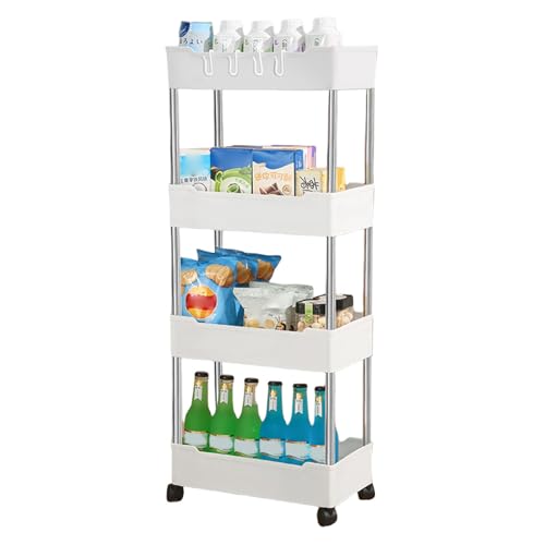 SELVFZ Einstellbare Höhen Badezimmer Küche Organisatoren Karren Rolling Multi Aufbewahrungseinheit Für Kleine Räume Schmale Design Schlanker Rollender Aufbewahrungswagen Für Kleine Räume von SELVFZ