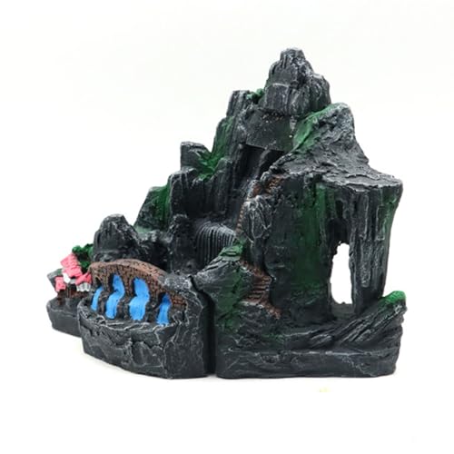 SELVFZ Fischtank Künstliche Pflanzenlandschaft Fischtanks Dekorationen Für Aquarien Terrarium Garnelen Wasserfall Ornamente Lebensraum Harz Aquarium Berg Dekore von SELVFZ