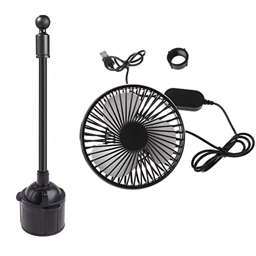 SELVFZ Handventilator, 5-Zoll-Auto-Getränkehalter-Ventilator, drehbarer Schwanenhals, großer USB-Autoventilator mit 3 Geschwindigkeitsstufen für SUV, LKW, Boot von SELVFZ