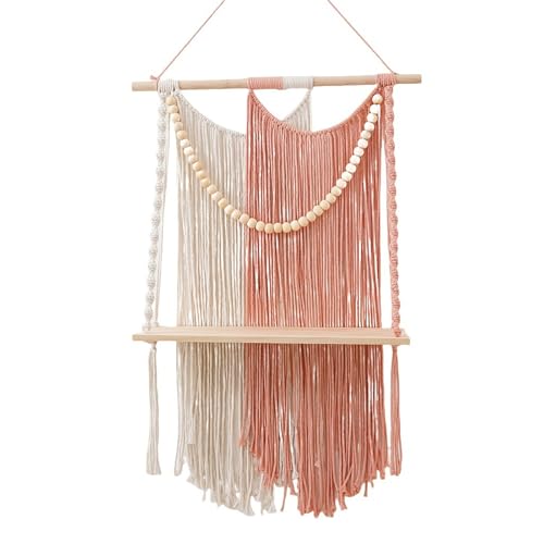 SELVFZ Macrames Wandhänge Baumwoll Dekorative Lagerhalter Mit Perle Für Wohnzimmer Schlafzimmer Oder Studium 40x65cm Schlafzimmer Organisatoren von SELVFZ