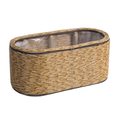 SELVFZ Natural Rattan Flower Pots Ländlicher Pflanzer Mit Plastik Liner Ideal Für Innengärten Und Außenbalkonschreibtisch Aufbewahrung Verwenden Sie Gewebten Pflanzgefäßtopf von SELVFZ